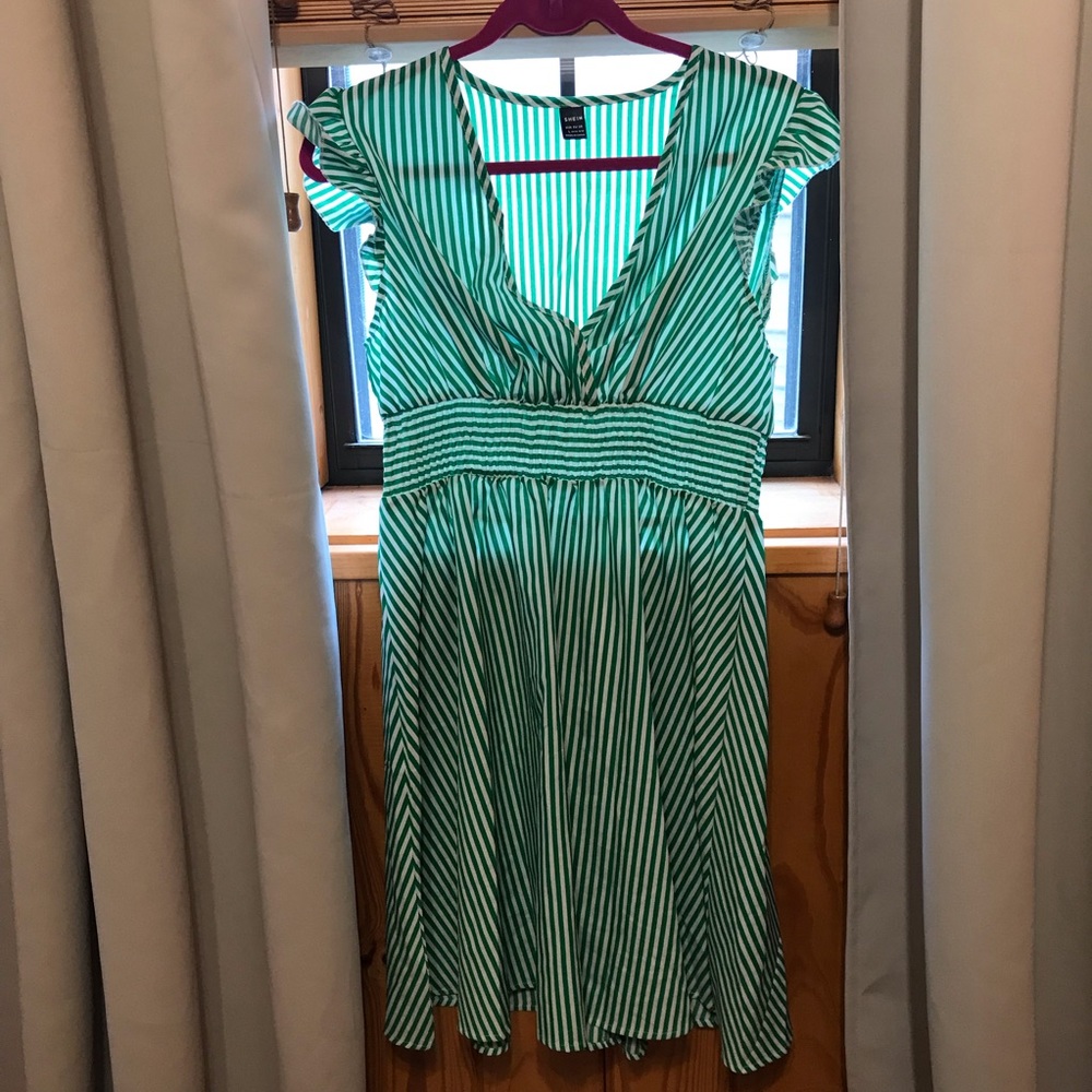 Green Striped New Summer Dress Large